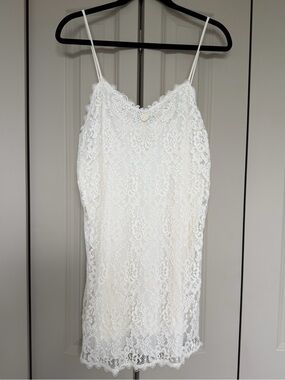 Vintage Shadowline Lace Slip Dress in Ivory/Cream